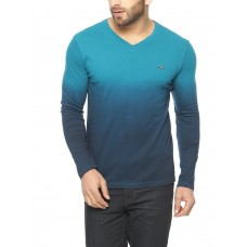 Gritstones Turquoise Full Sleeve V-Neck T-Shirt